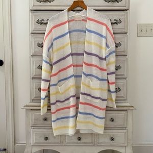 Vici Stripe Knit Pocketed Cardigan